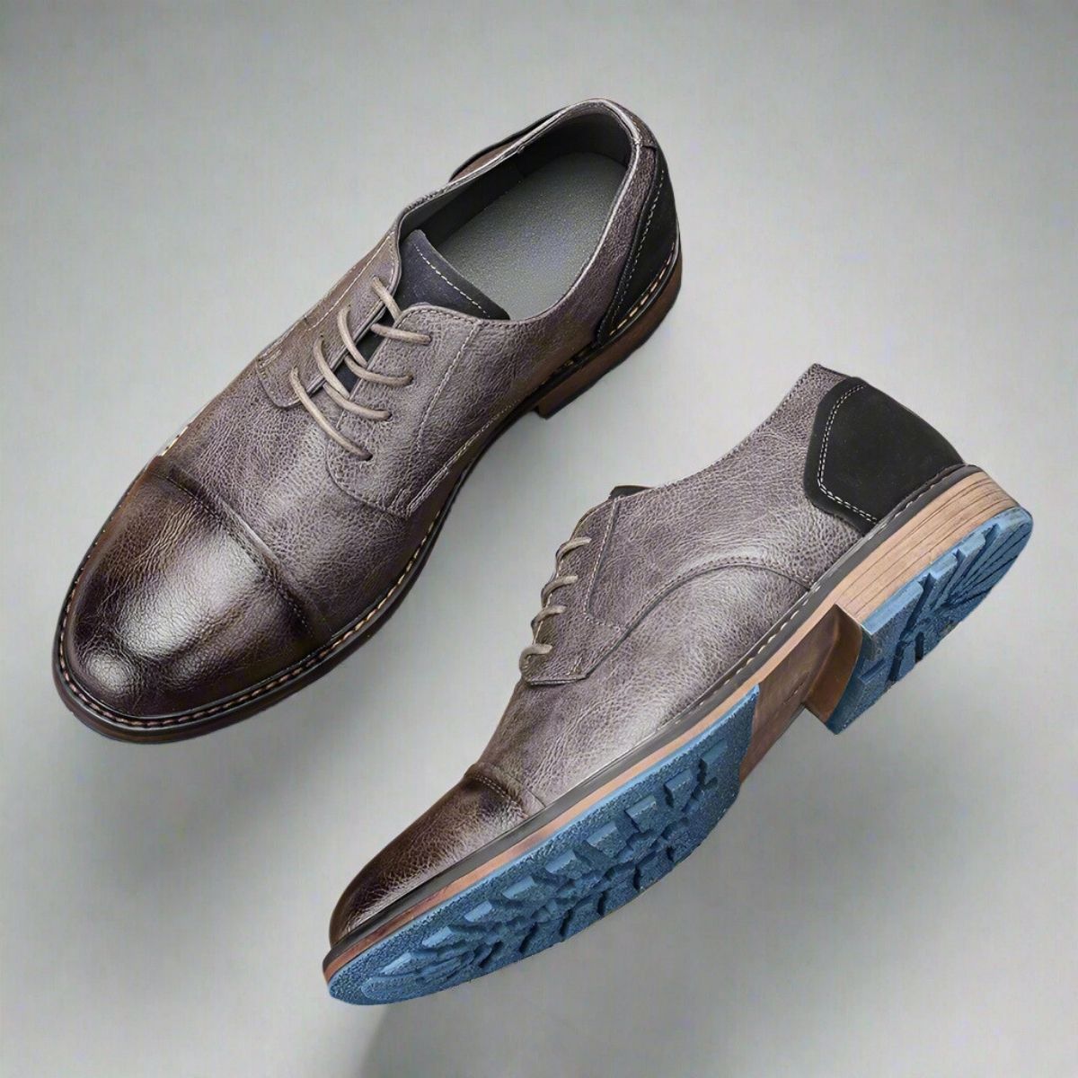 Rugged Leather Derby Shoes with Polished Finish