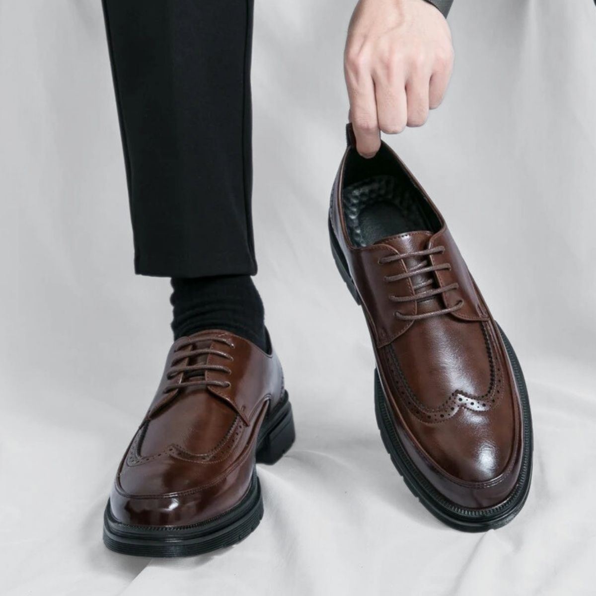 Leather Wingtip Oxford Dress Shoes
