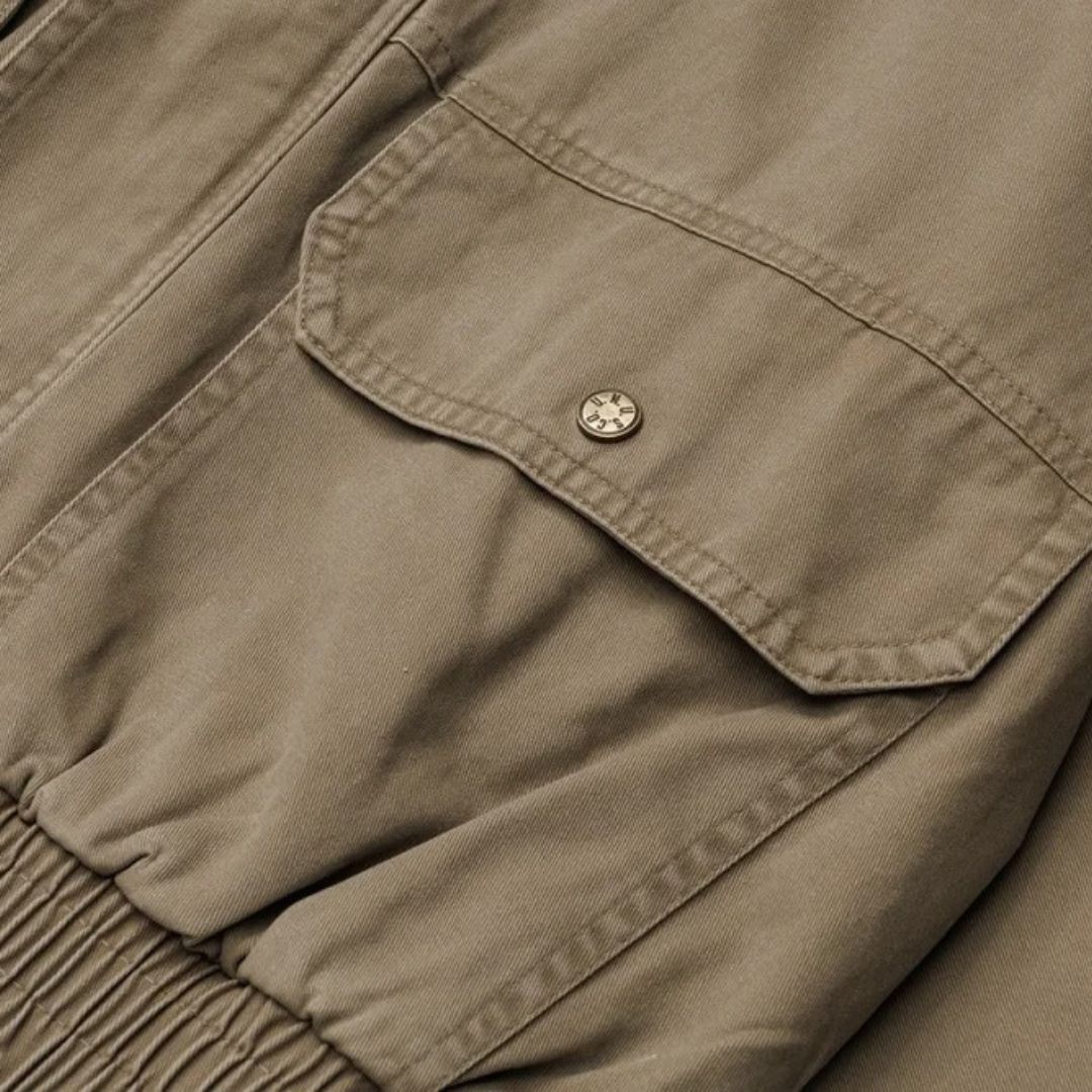 Multi Pocket Workwear Jacket with Stand Collar