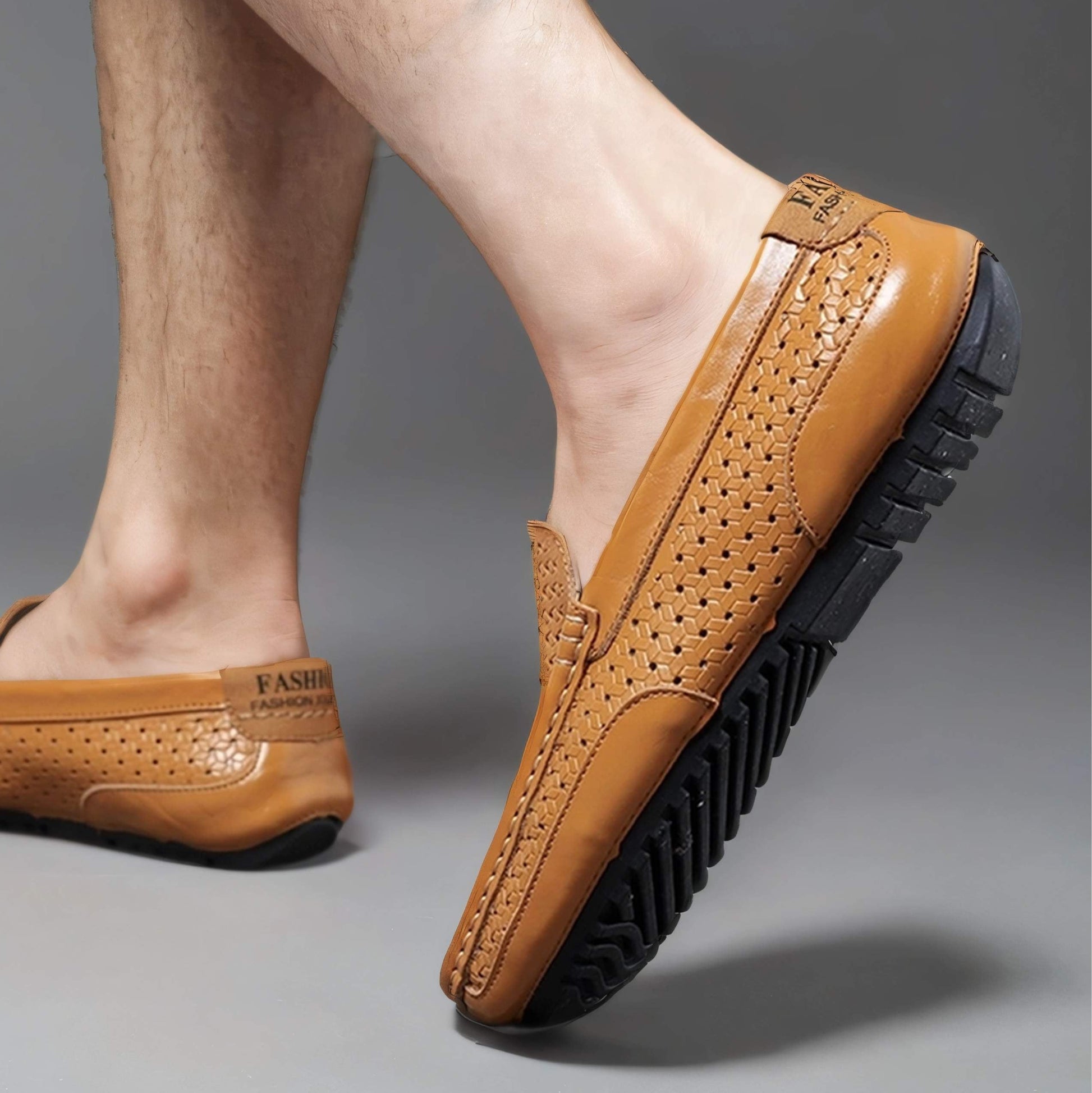 Woven Leather Moccasin Loafers