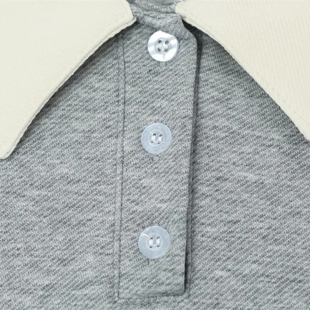 Contrast Collar Spliced Polo Shirt
