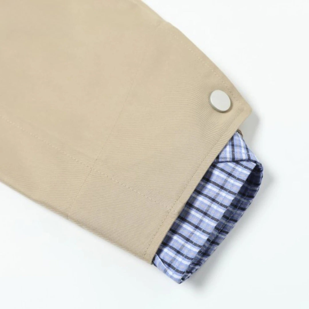 Checked Collar Zip Jacket