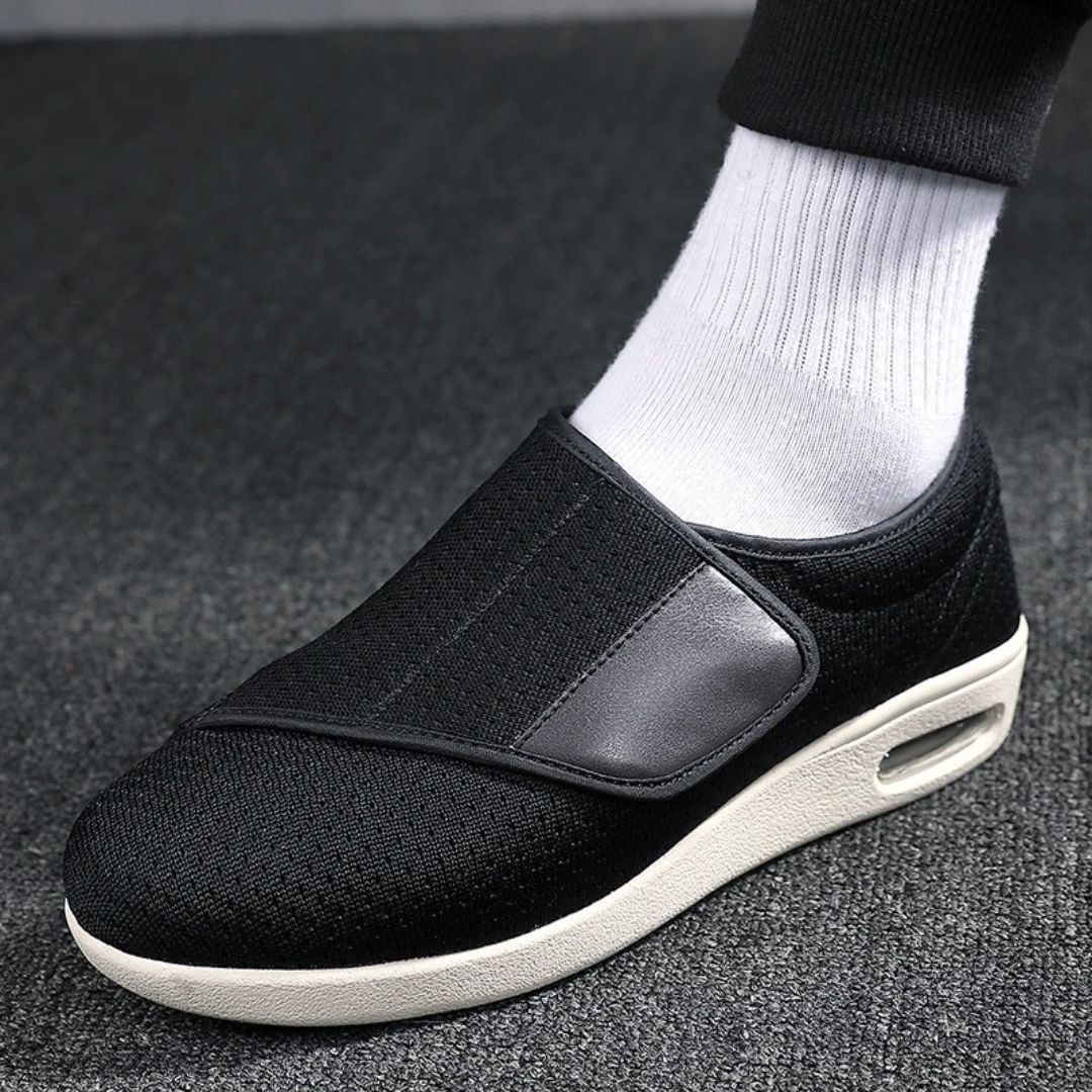 Wide-Fit Sneakers with Air Mesh and Hook-and-Loop Closure