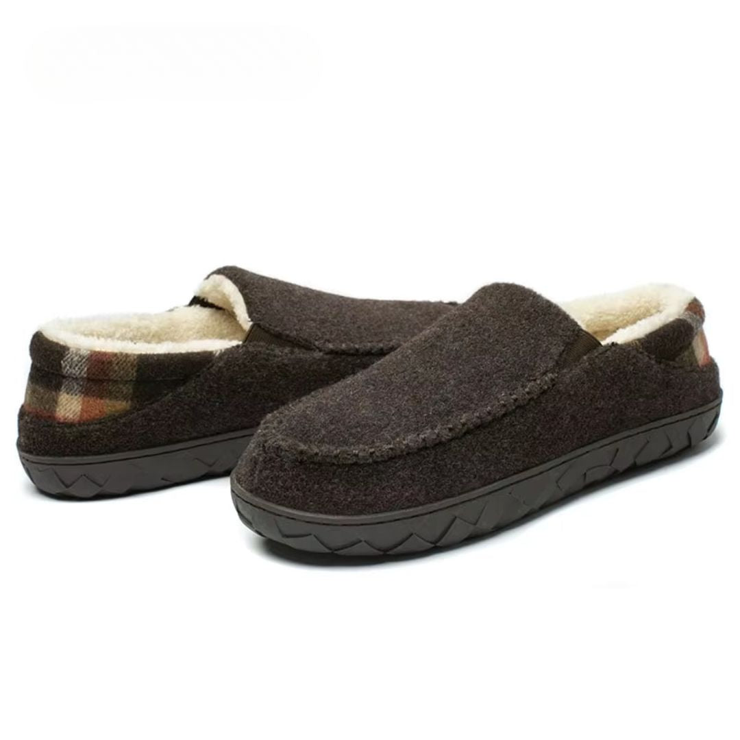Faux Shearling-Lined Moccasin Slippers