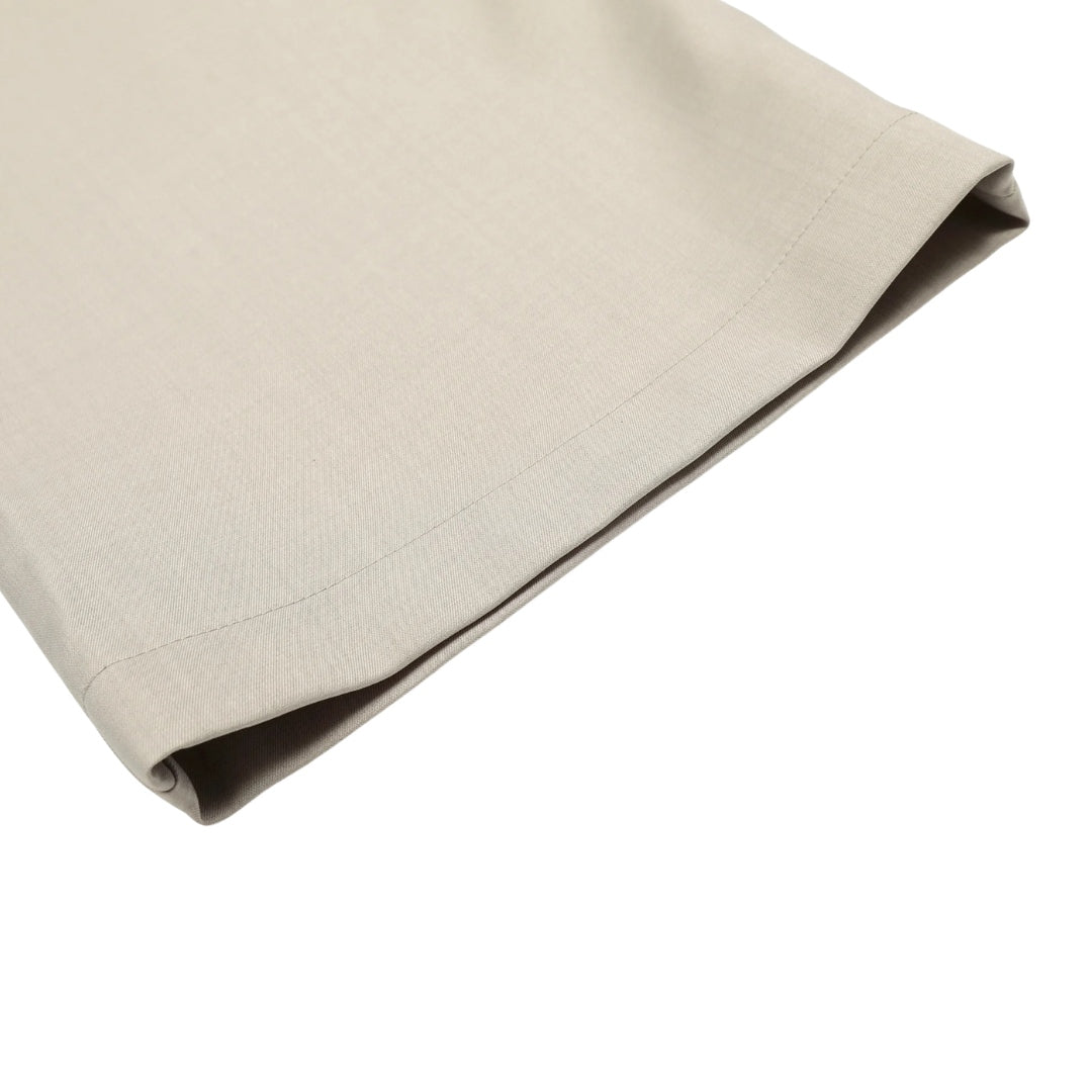 Beige Pleated Wide-Leg Trousers With Integrated Belt