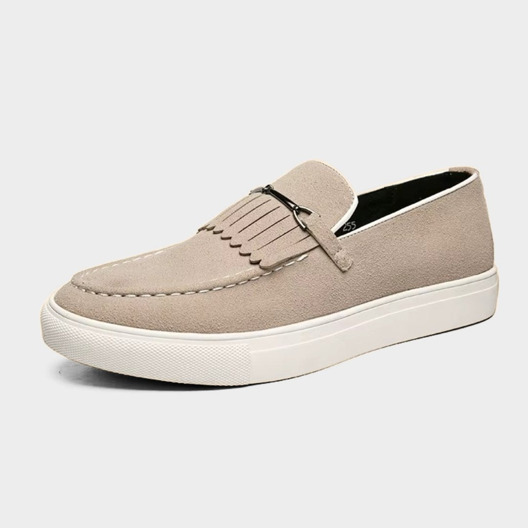 Suede Slip-On Smart Casual Loafer-Trainer with Fringe Detail