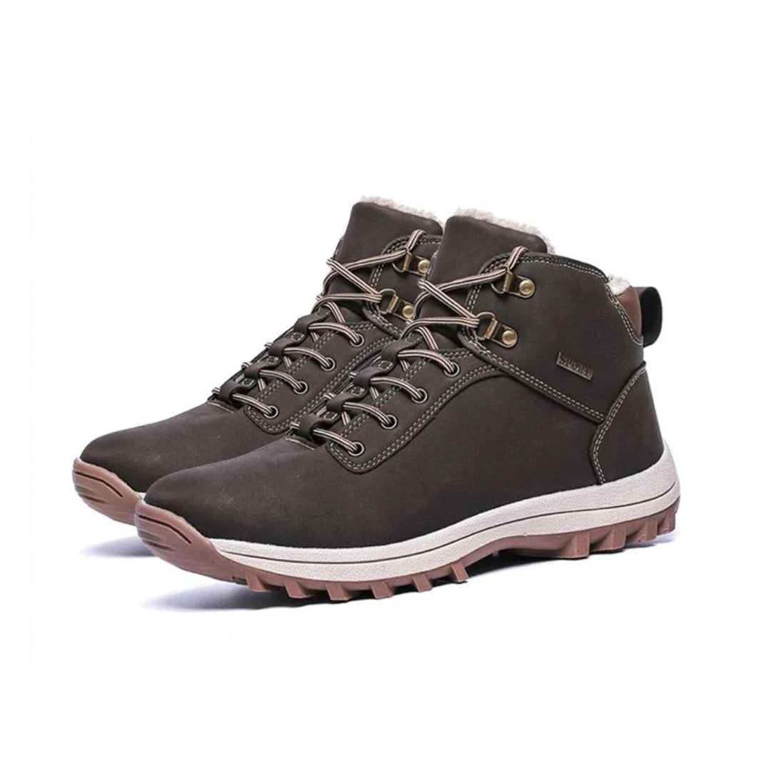 Leather Casual Comfort Hiking Boots with Inner Fur Lining and Water Resistant finish