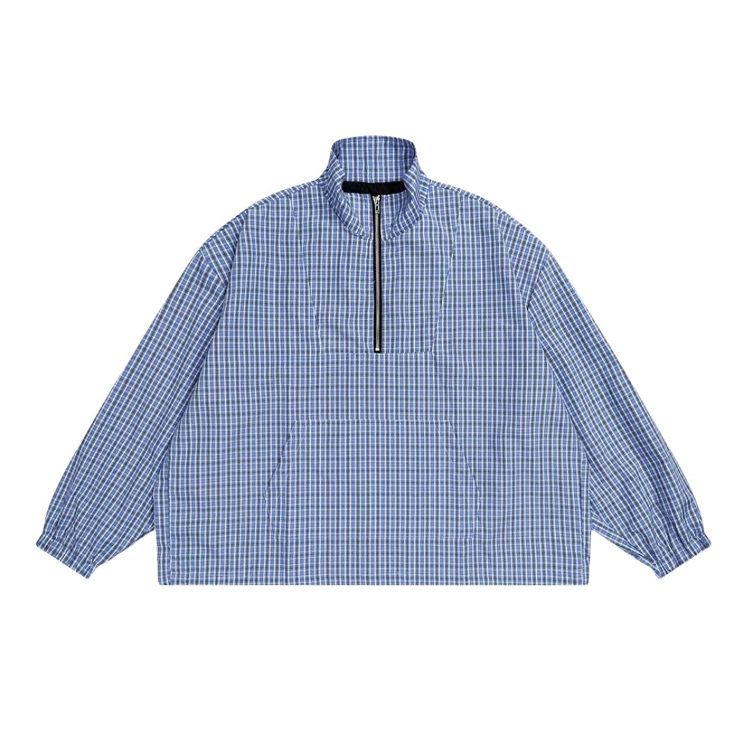 Blue Plaid Windbreaker Jacket