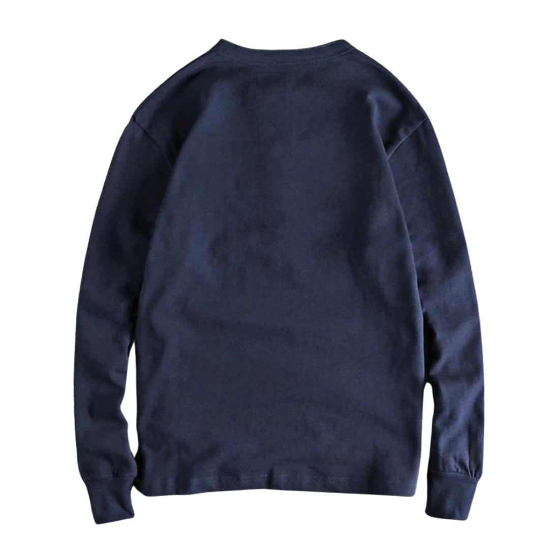 Henley Collar Long Sleeve Cotton T-Shirt