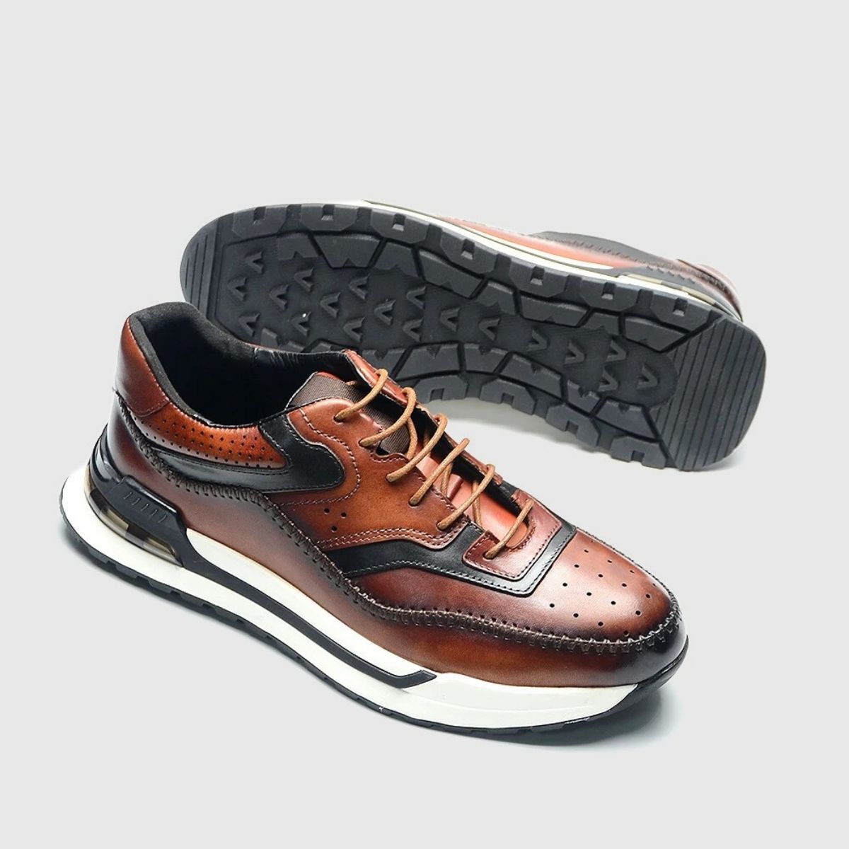 Stitch Leather Oxford Sneakers