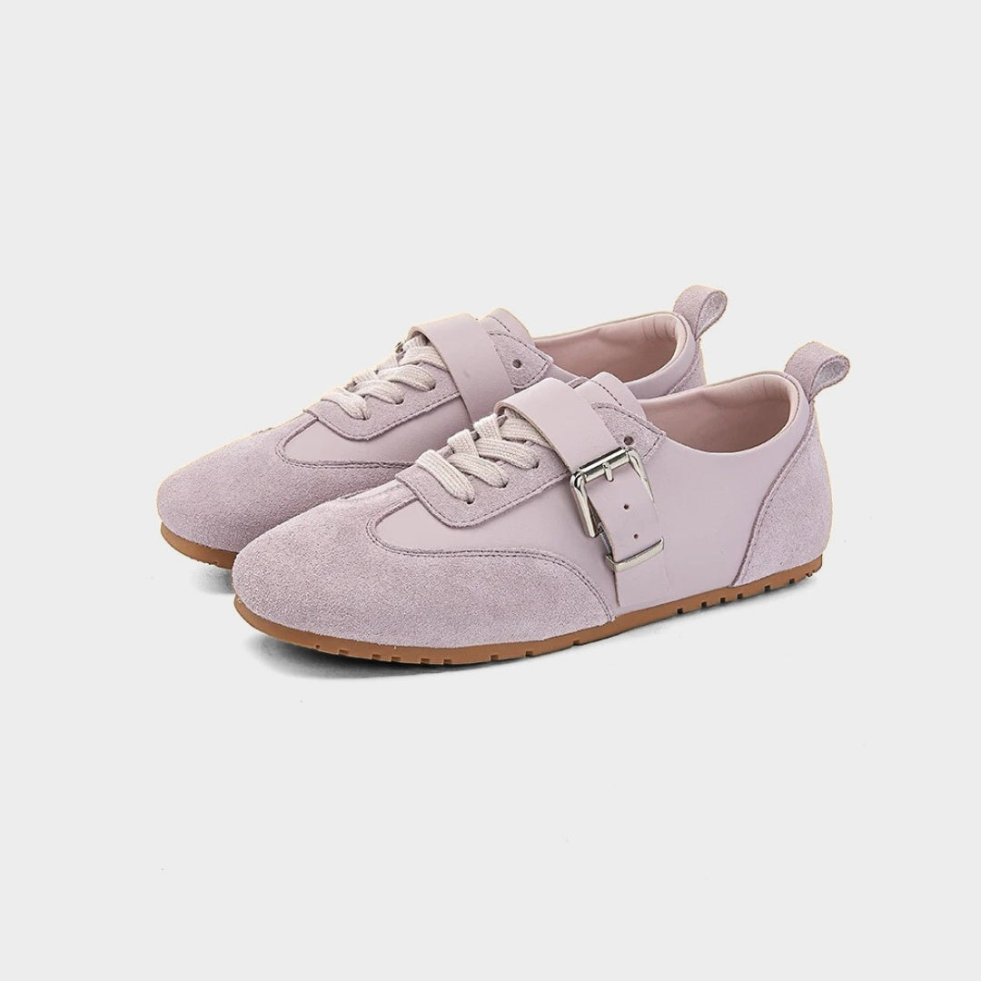 Leather Suede Mary Jane Ballet Flat Trainers
