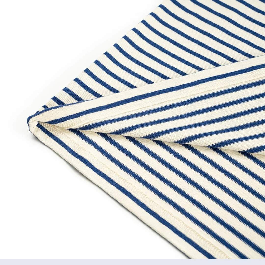 Sailor Blue-Striped Long-Sleeve Henley T-Shirt