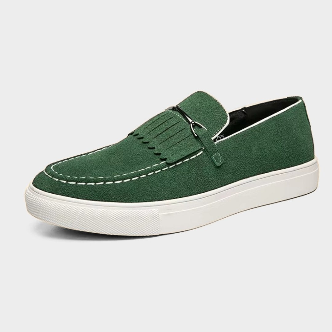 Suede Slip-On Smart Casual Loafer-Trainer with Fringe Detail
