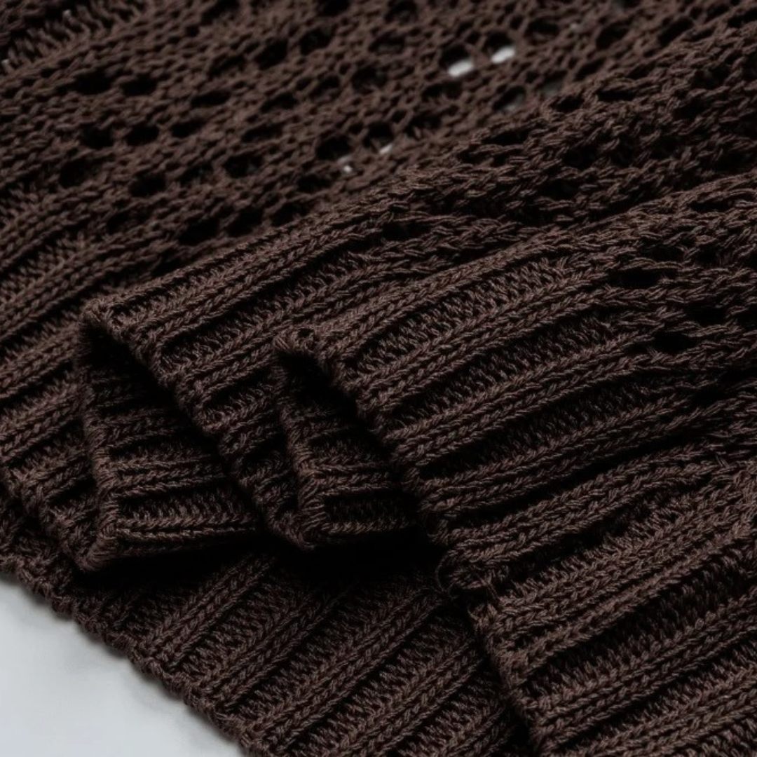 Mesh Knit Zip Up Hoodie