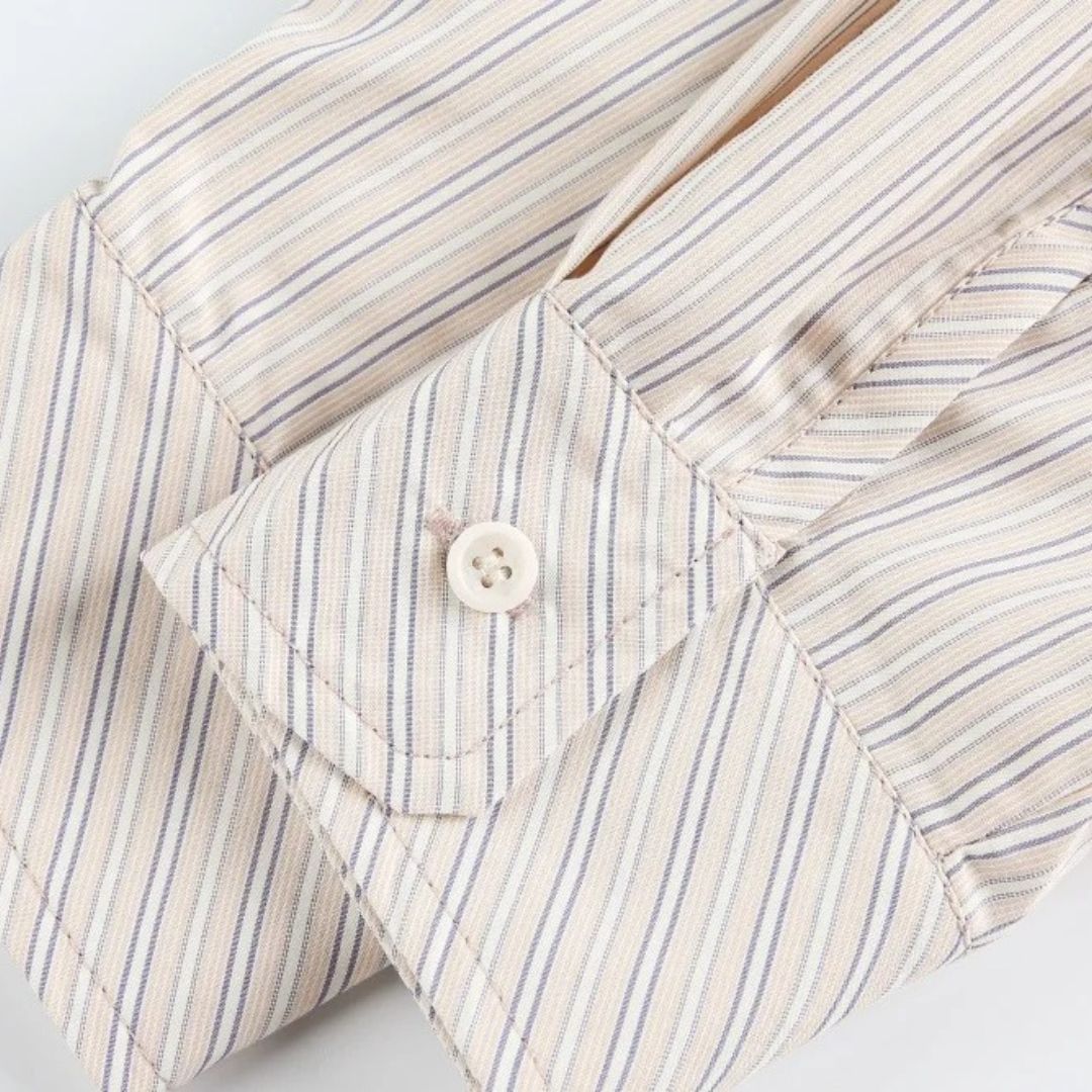 Striped Shirt with Chest Pocket and Back Buttons