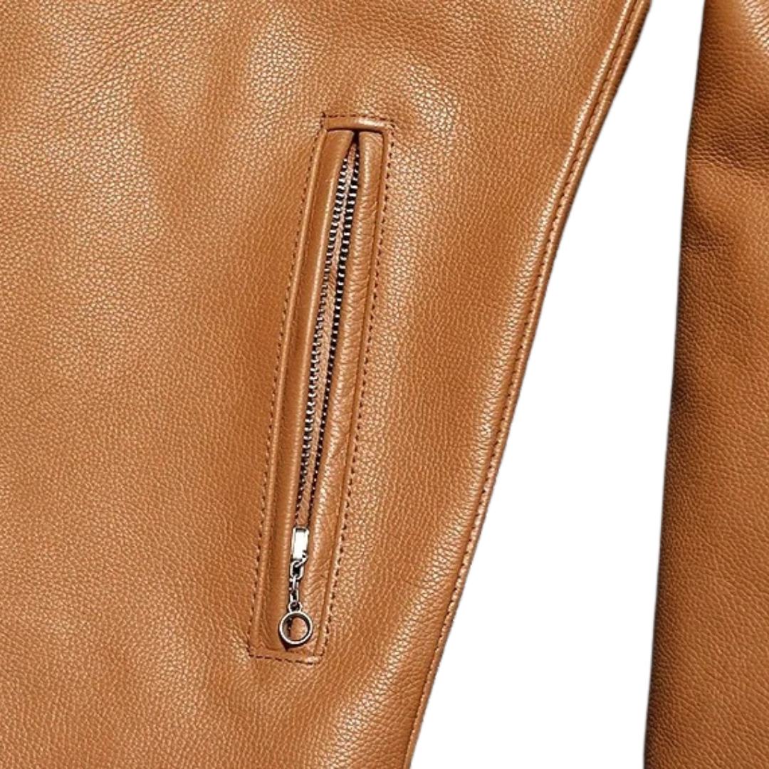 Light Brown Leather Motorcycle Jacket