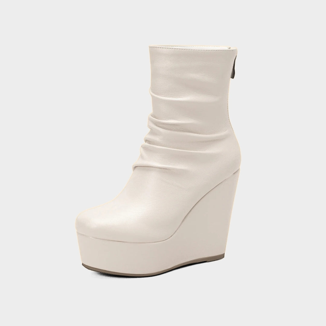 Minimalist Platform Ankle Boots with Wedge Platform Heel