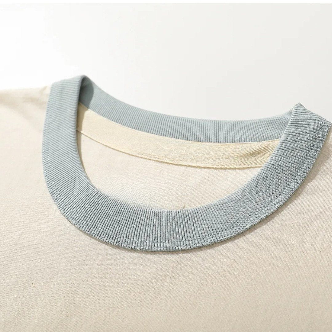 Vintage Color-Contrast Cotton T-Shirt