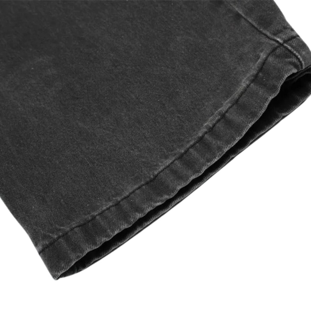 Washed Black Distressed Wide-Leg Jeans