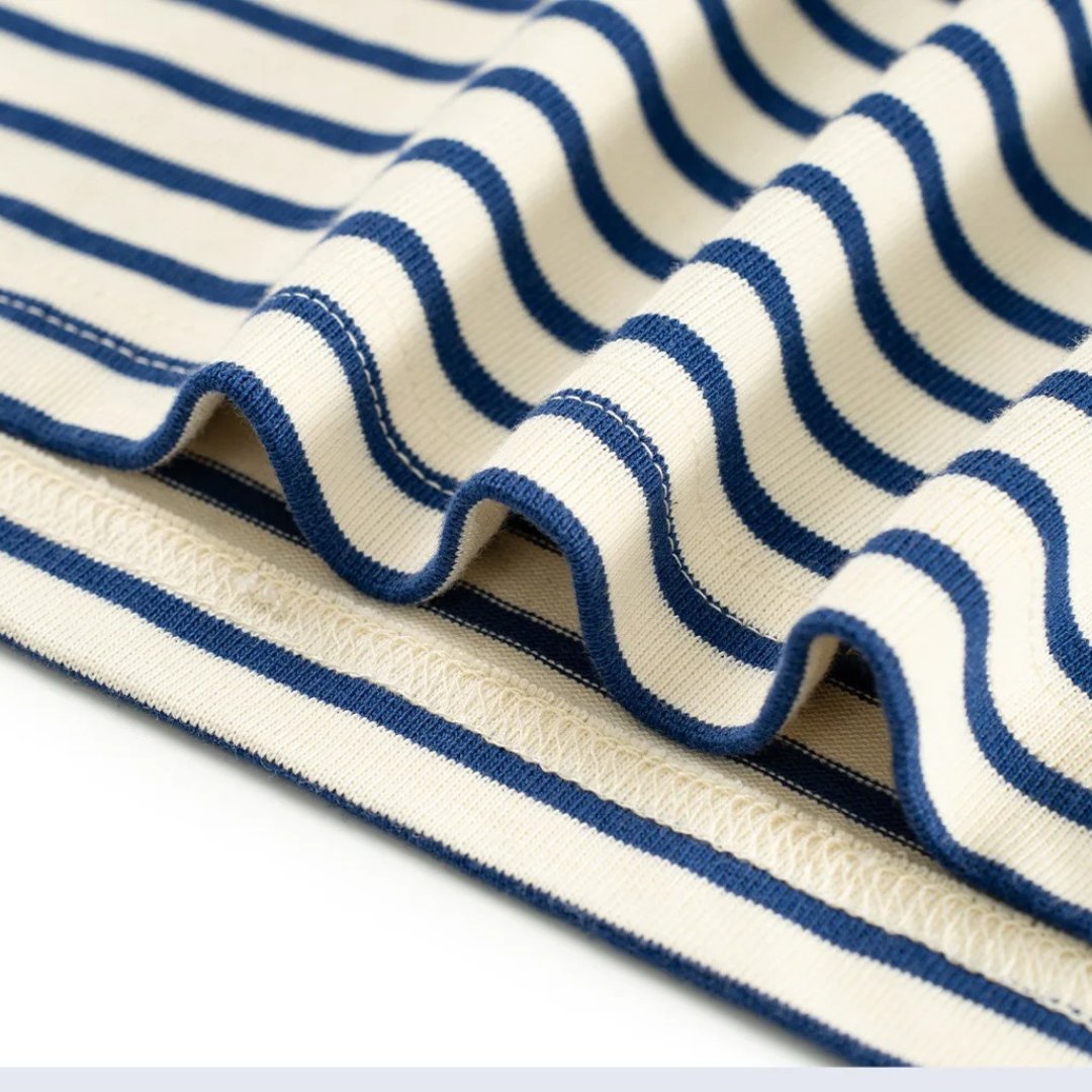 Sailor Blue-Striped Long-Sleeve Henley T-Shirt