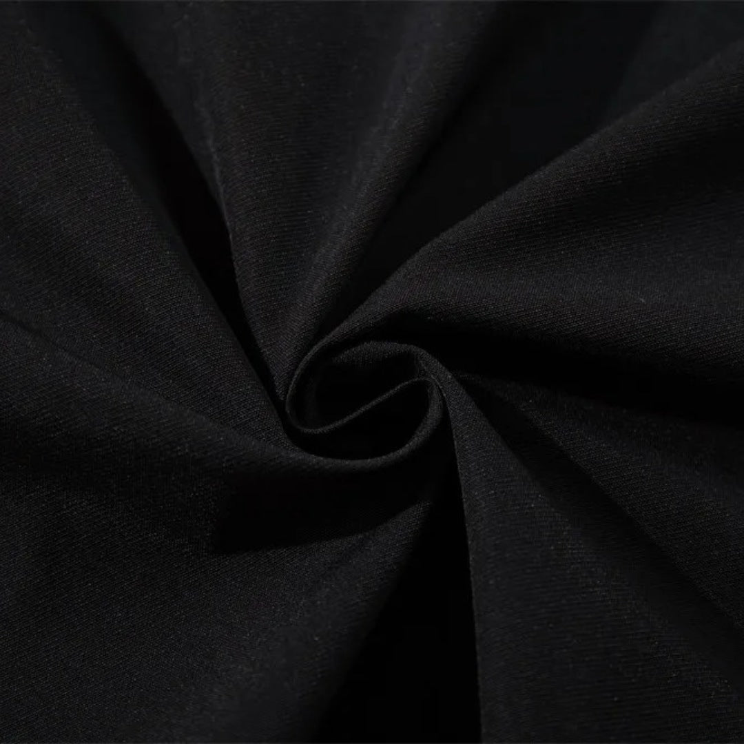 Black Relaxed-Cut Shirt with Hidden Button Placket