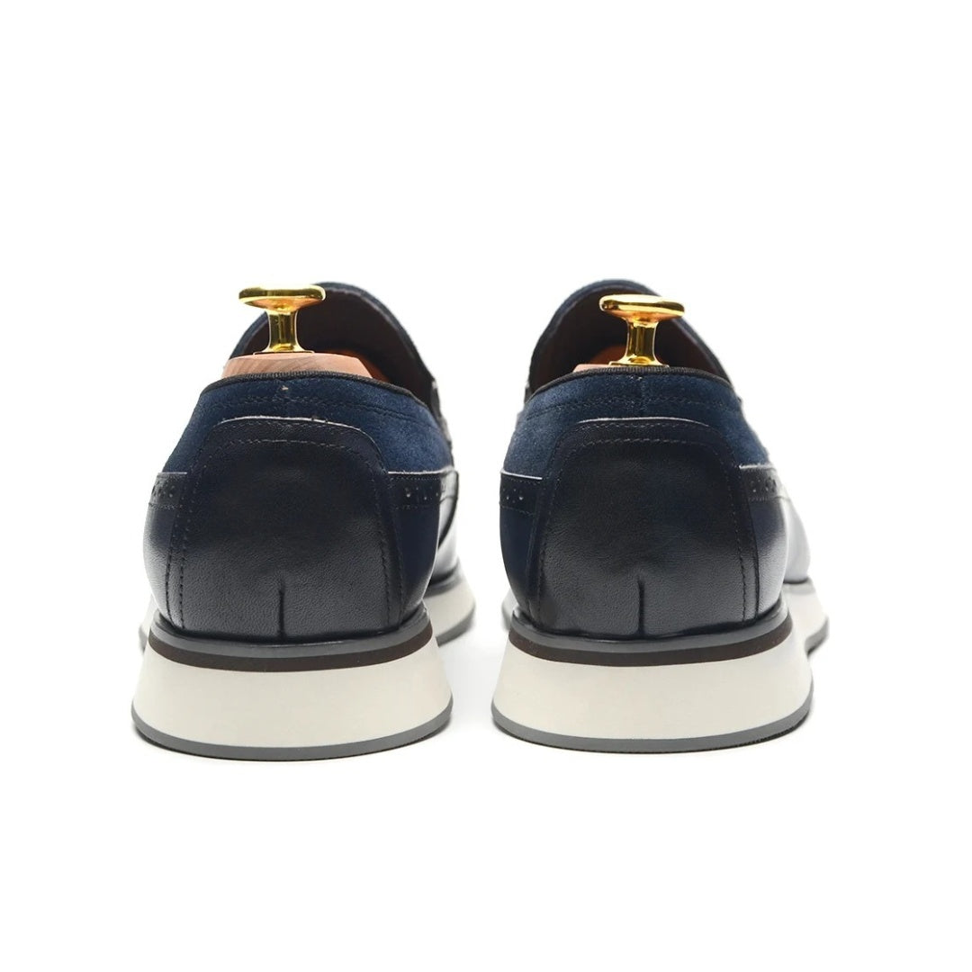 Smart Casual Wingtip Loafers with Fringed Strap and Lifted Hybrid Sole