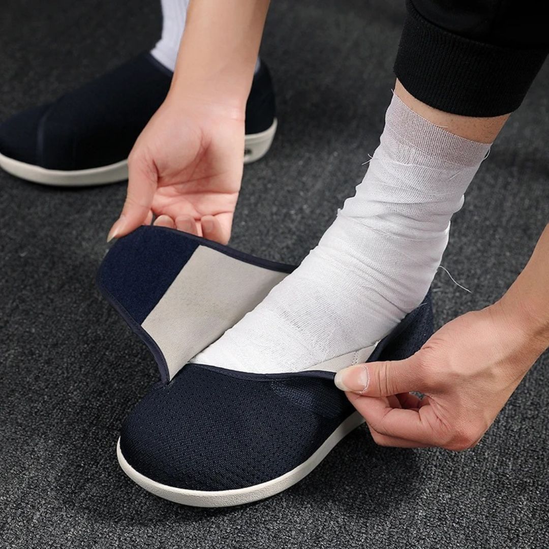 Wide-Fit Sneakers with Air Mesh and Hook-and-Loop Closure