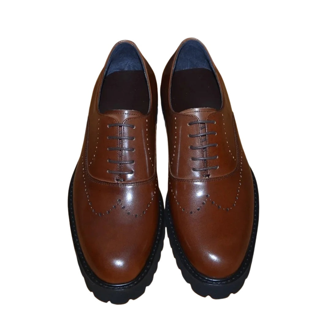 Brogue Leather Wingtip Oxford Shoes with Thick Sole