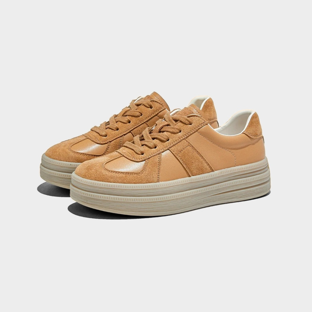 Suede Patchwork Toe Panel Platform Sneakers