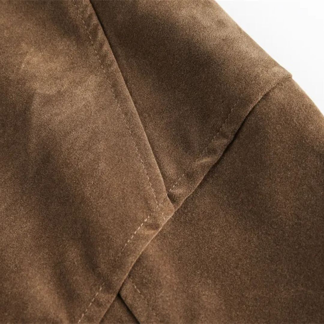Suede Zip Pocket Cargo Jacket With Stand Collar