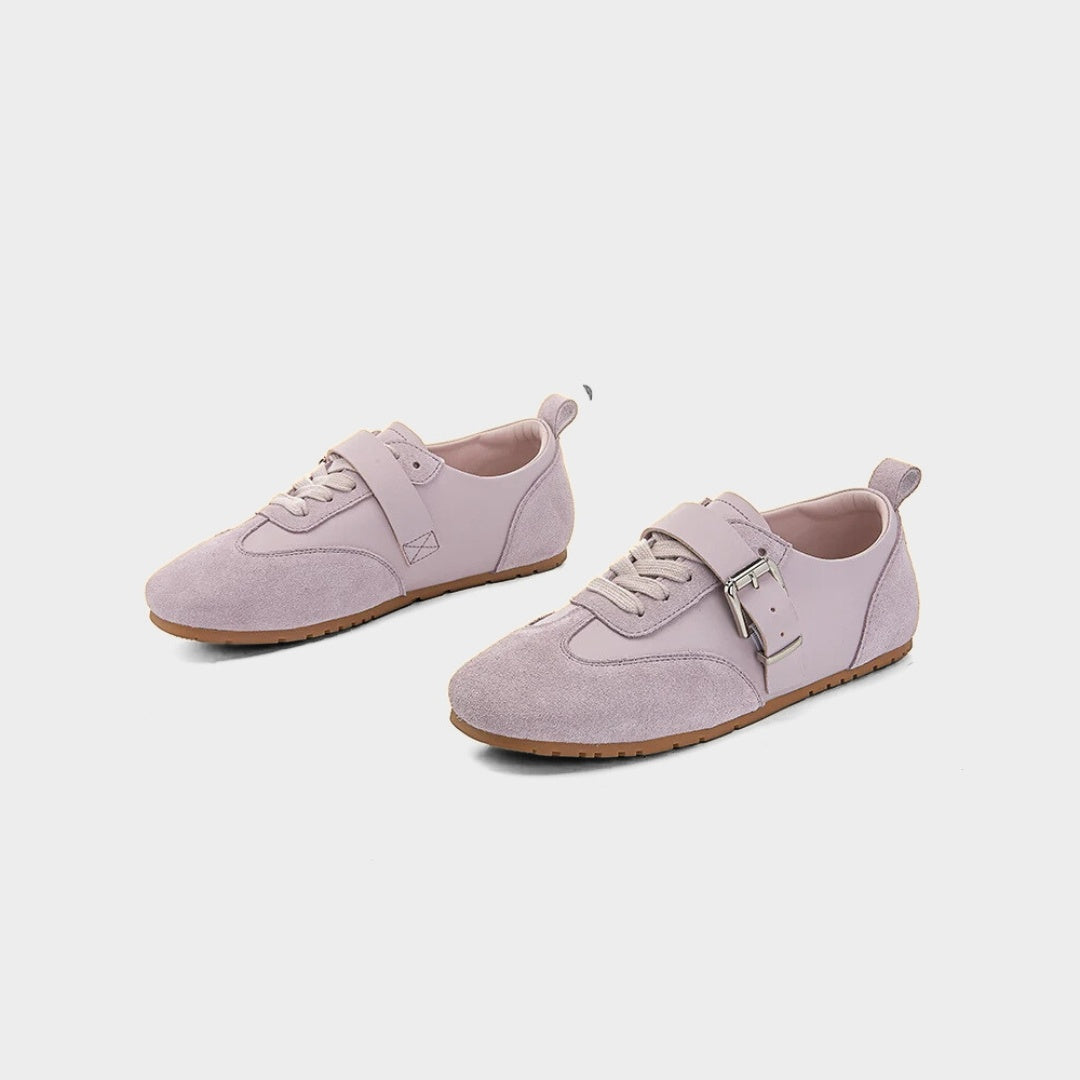 Leather Suede Mary Jane Ballet Flat Trainers