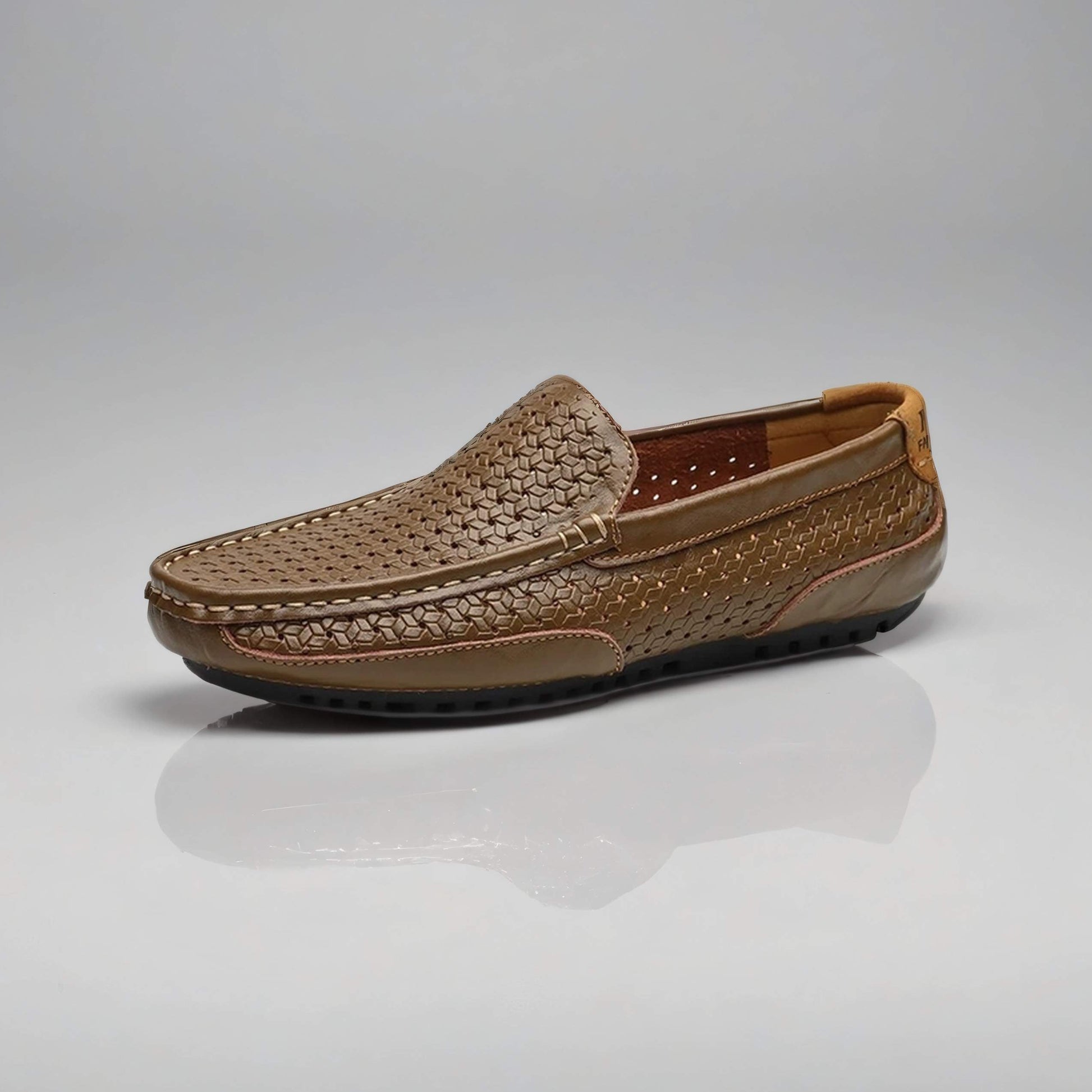 Woven Leather Moccasin Loafers