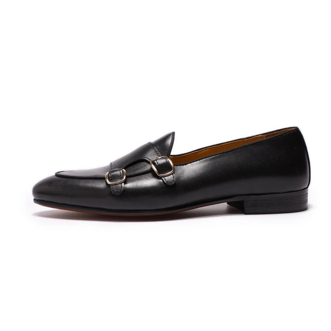 Vintage Leather Monk Strap Loafers