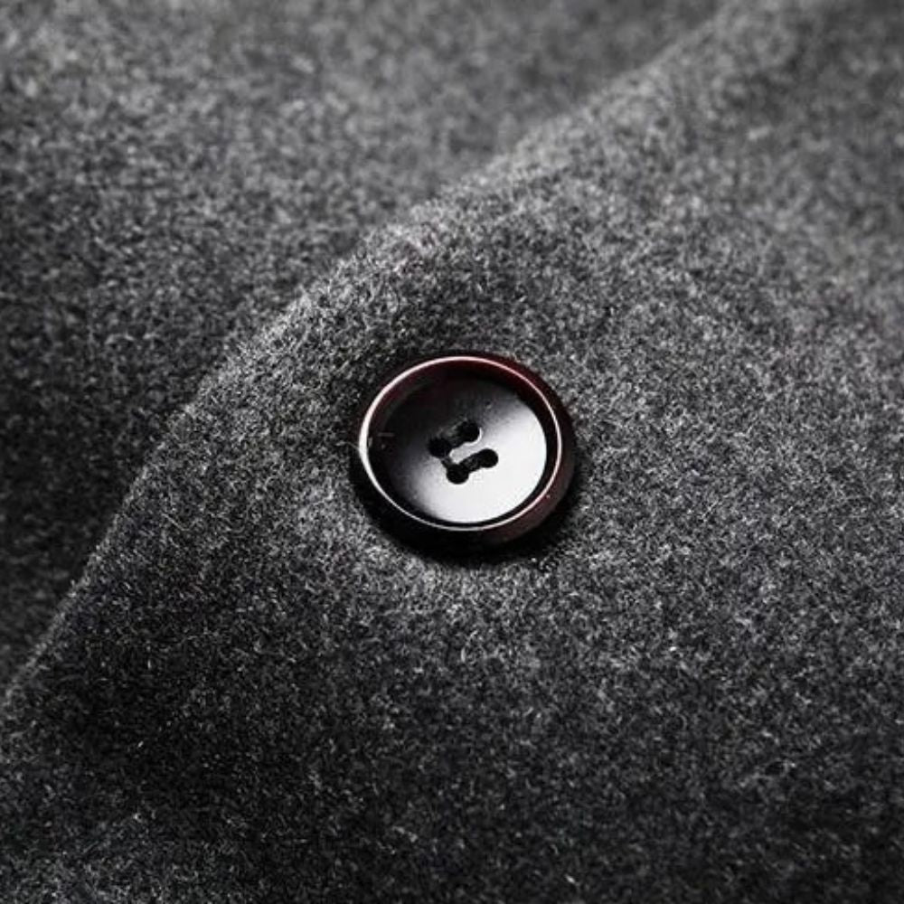 Tailored Mid-Length Wool Coat with Stand Collar