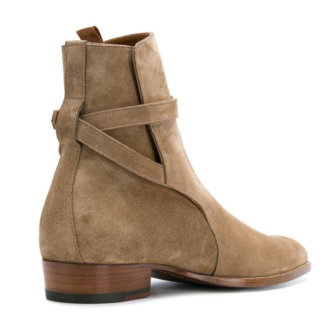 Suede Buckle Strap Ankle Boots