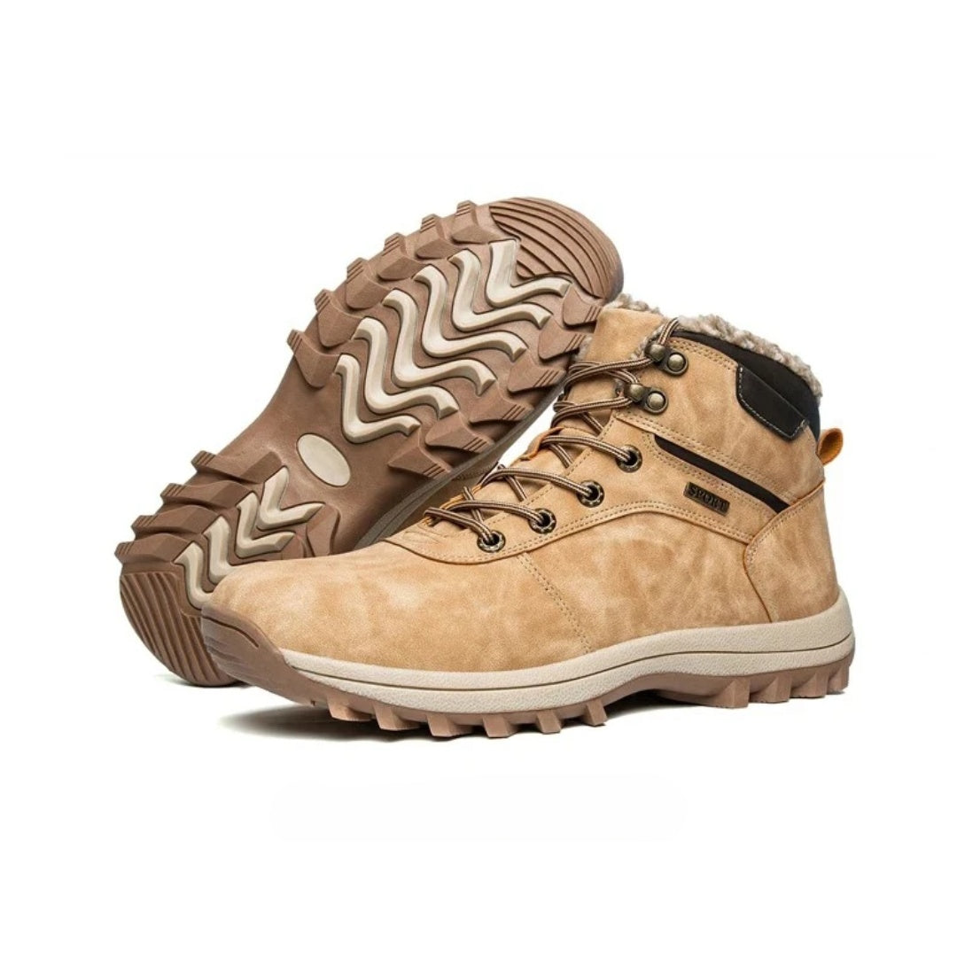 Leather Casual Comfort Hiking Boots with Inner Fur Lining and Water Resistant finish