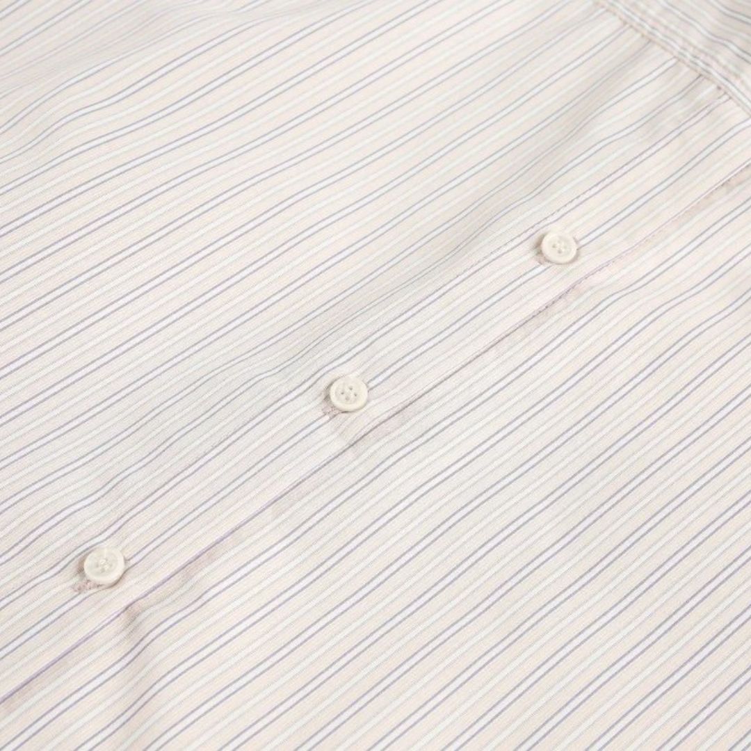 Striped Shirt with Chest Pocket and Back Buttons