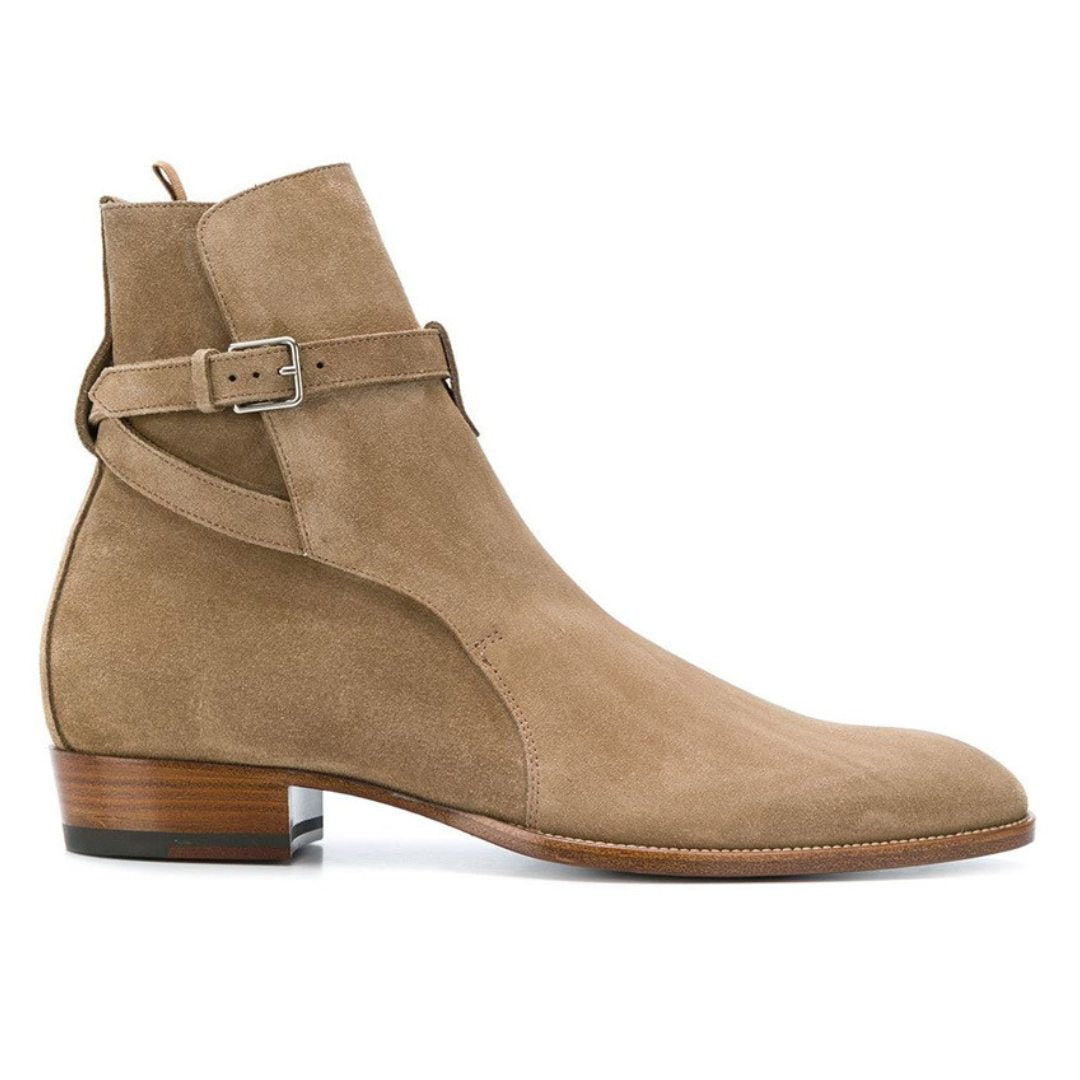 Suede Buckle Strap Ankle Boots