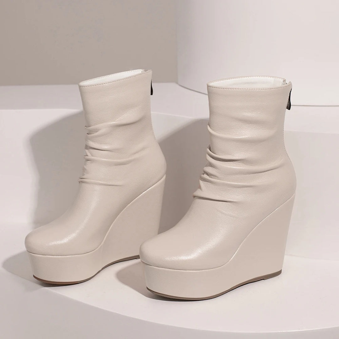 Minimalist Platform Ankle Boots with Wedge Platform Heel