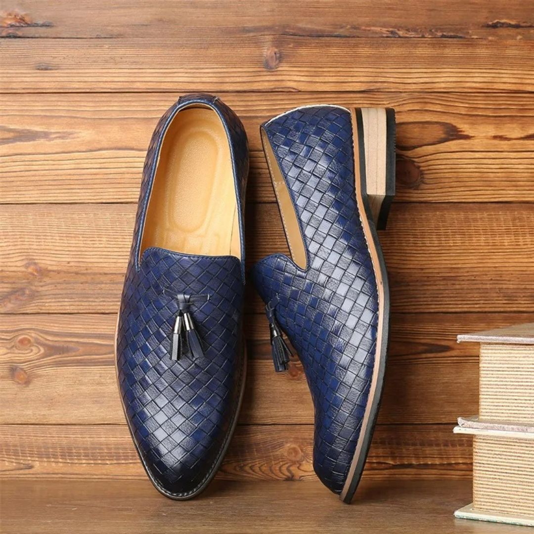 Classic Braided Leather Loafers with Tassel