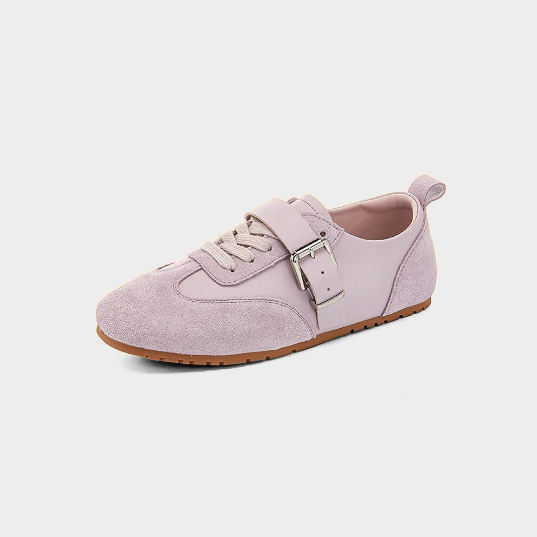 Leather Suede Mary Jane Ballet Flat Trainers