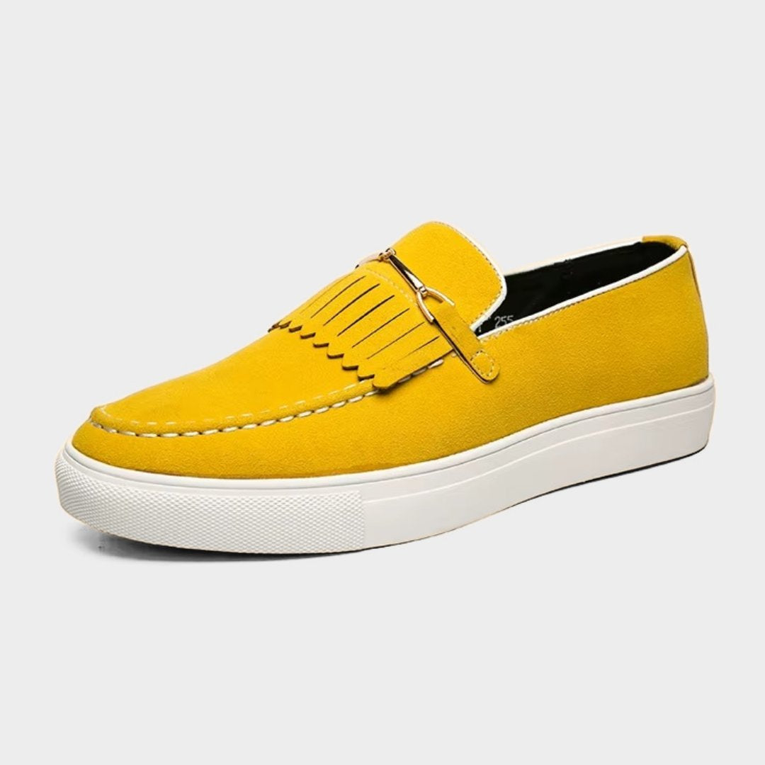 Suede Slip-On Smart Casual Loafer-Trainer with Fringe Detail