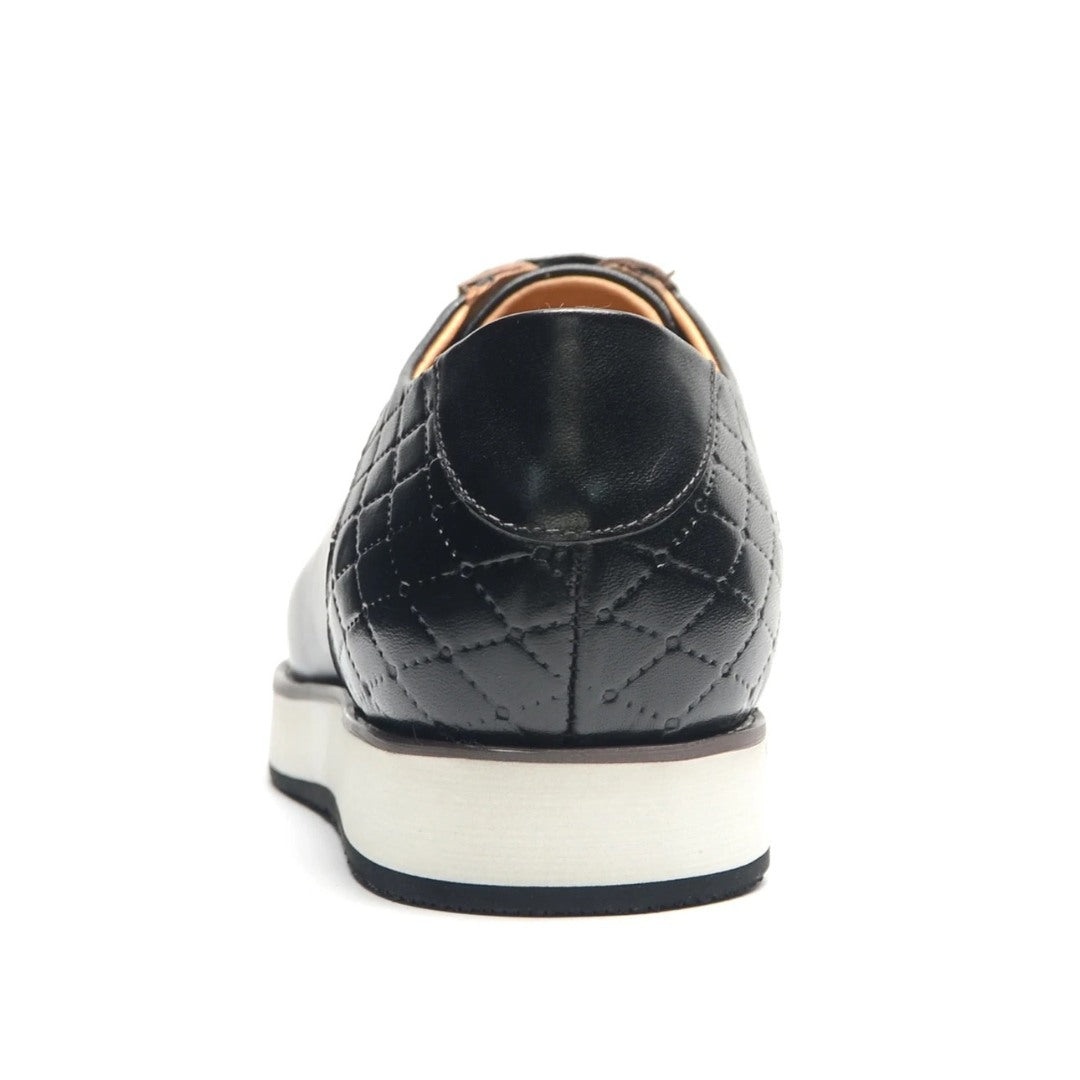 Leather Plaid-Print Style Derby Style Sneakers