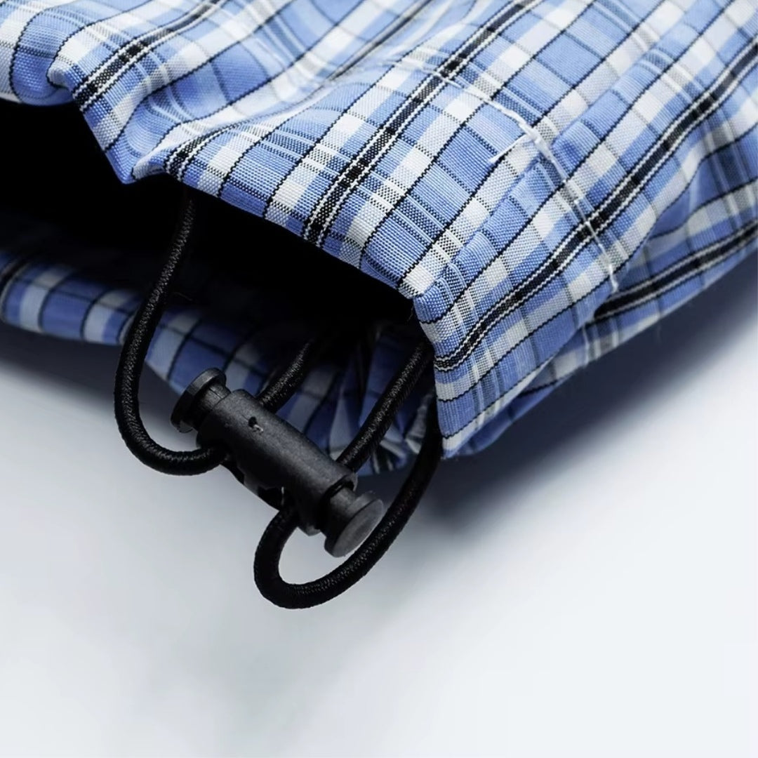 Blue Plaid Windbreaker Jacket