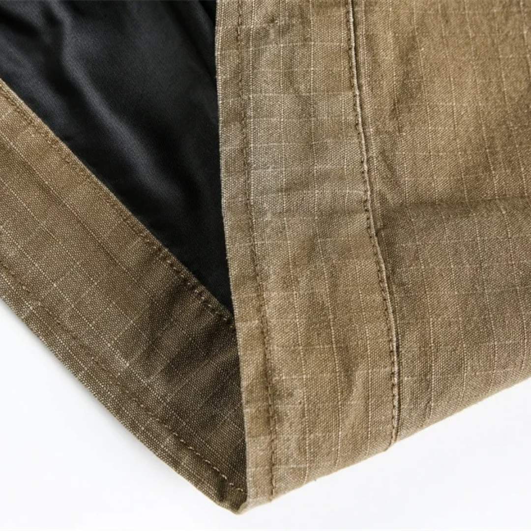 Distressed Oversized Cargo Jacket with Stand Collar