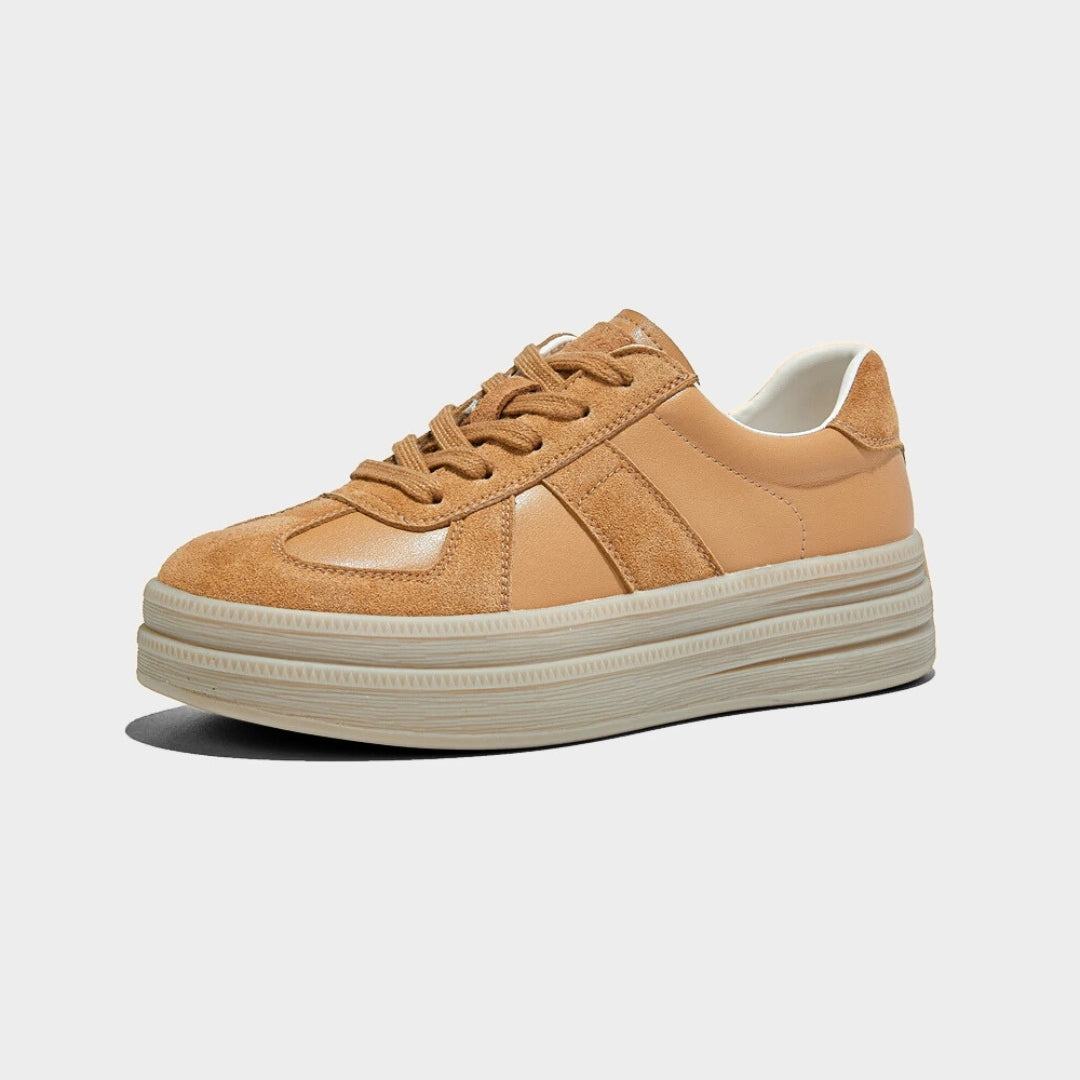 Suede Patchwork Toe Panel Platform Sneakers