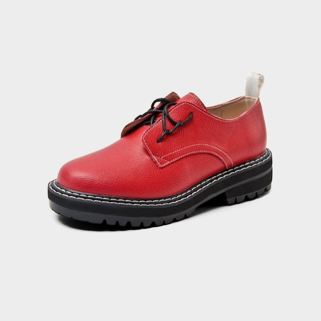Leather Lace-Up Derby Shoes with Chunky Sole
