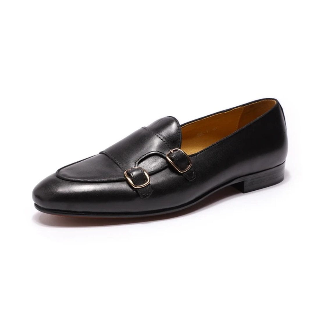 Vintage Leather Monk Strap Loafers
