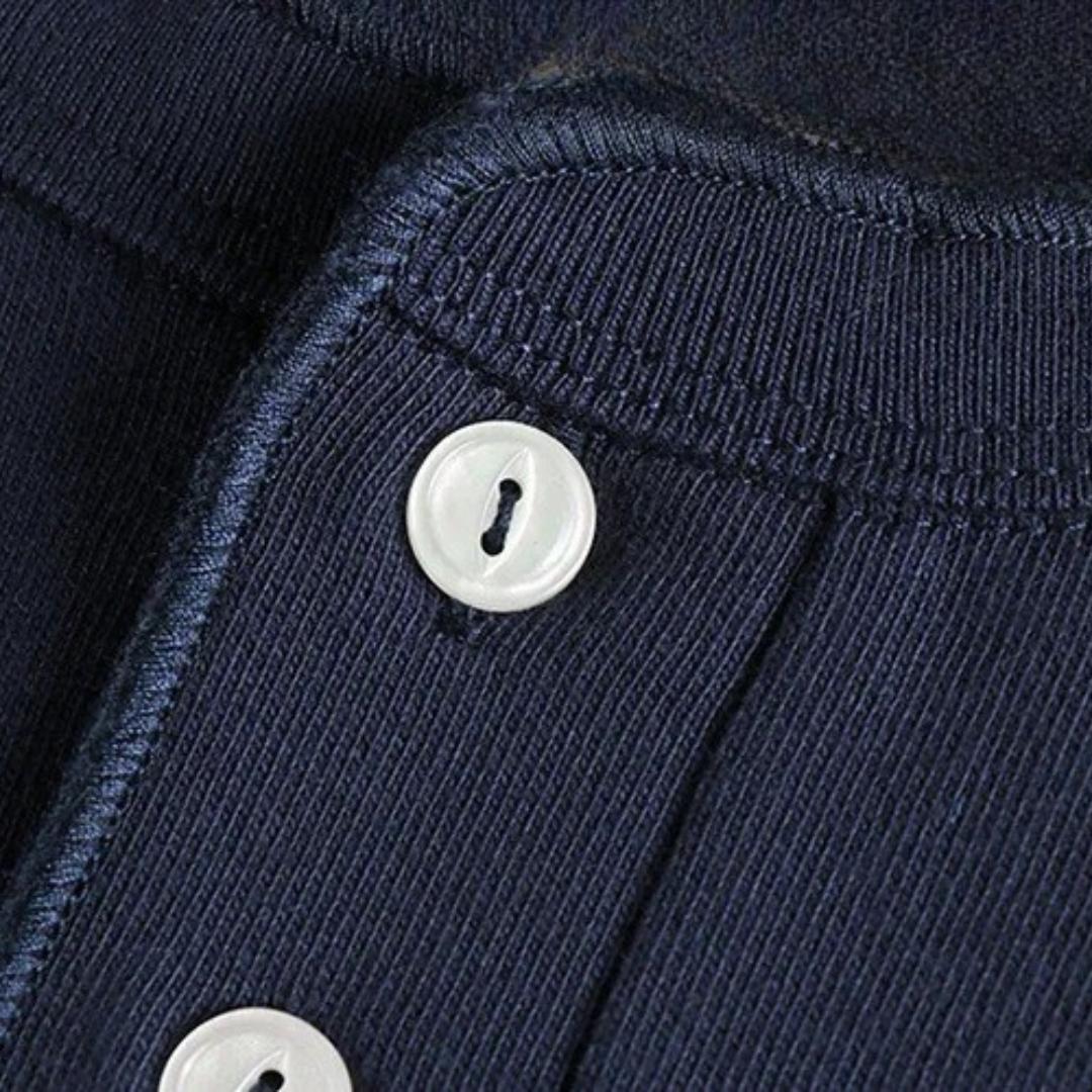 Henley Collar Long Sleeve Cotton T-Shirt