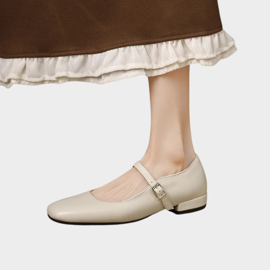 Square Toe Mary Jane Buckle Ballet Flats
